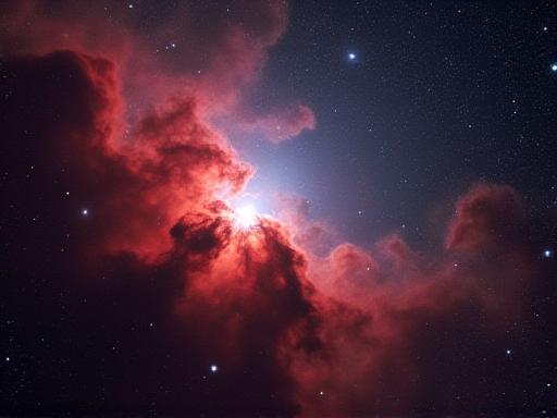 The Orion Nebula seen through a telescope
